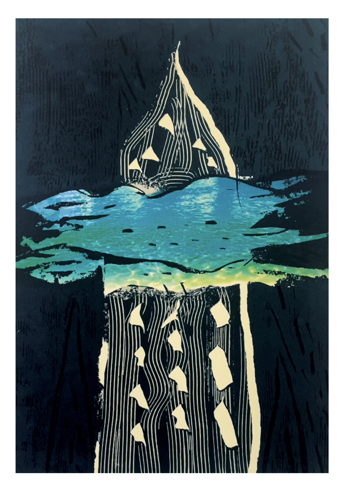 Prints for sale — detail from Alex Guerrero's print Entre el ir y venir